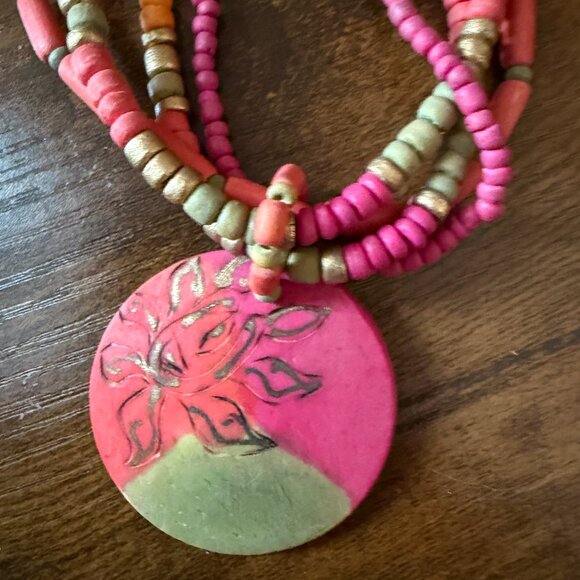 Colorful Wooden Beaded Necklace Set - Picture 6 of 13